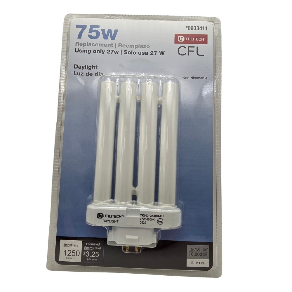 Utilitech 75w Replacement CFL Light Bulb Daylight 27w GX10Q 4 Pin Non Dimmable